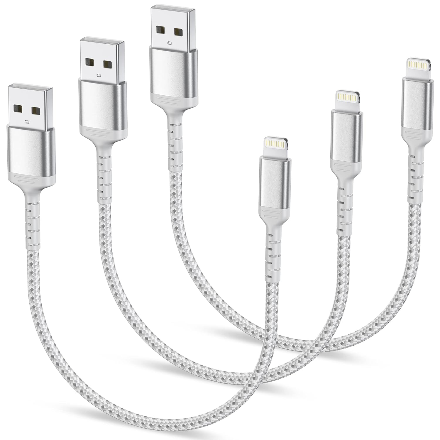 ULIFTUS 1.5ft Short Lightning Cable 3-Pack - Fast Car Charging!