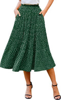 Zeagoo Women's Midi Pleated Skirt High Waisted Polka Dot - Flowy
