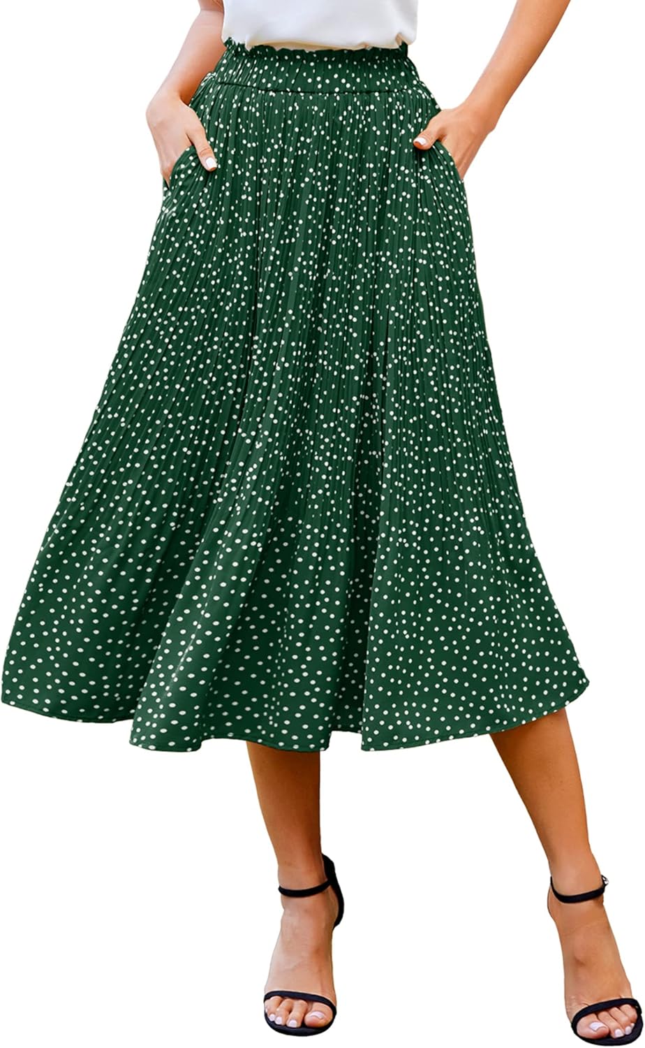 Zeagoo Women's High Waisted Midi Skirts with Pockets for Summer