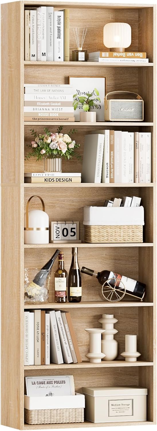 82 Inch Tall Bookshelf with 7-Tier Open Shelves for Storage