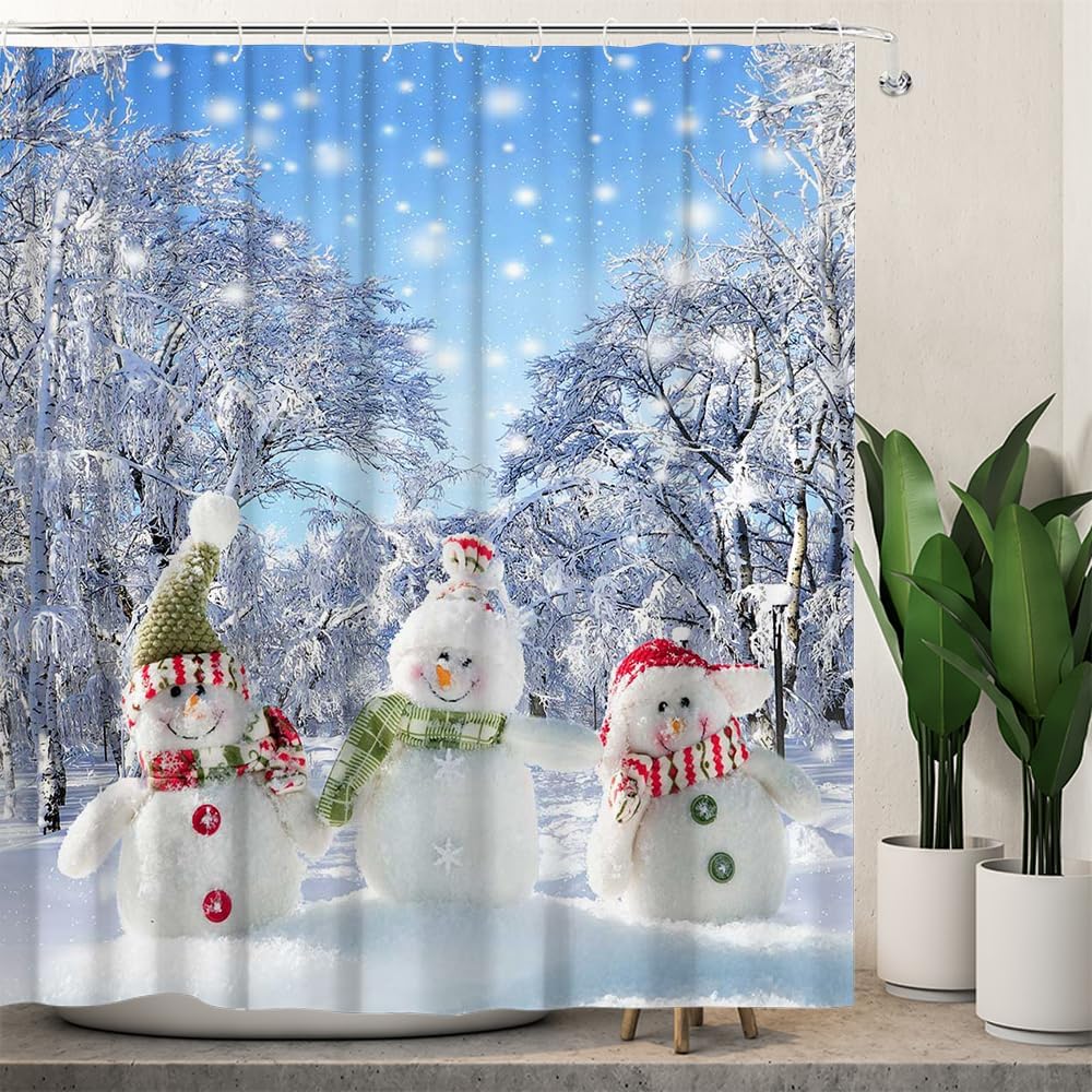 Festive Holiday Shower Curtain Set - 72x72 Inch