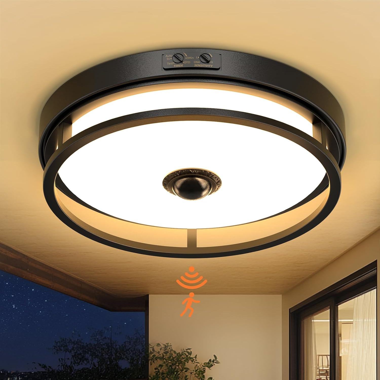Motion Sensor Outdoor Ceiling Light with Four Lighting Modes