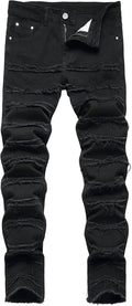 Men's Slim Fit Stretch Ripped Jeans for Men - Straight Comfort