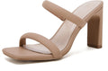 Coutgo Womens Square Open Toe Heeled Sandals - Chic 3.5in Mules