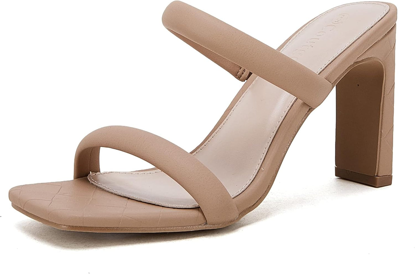 Coutgo Womens Square Open Toe Heeled Sandals for Chic Style