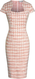 GRACE KARIN Women's Tweed Pencil Dress Cap Sleeve - Work to Evening so