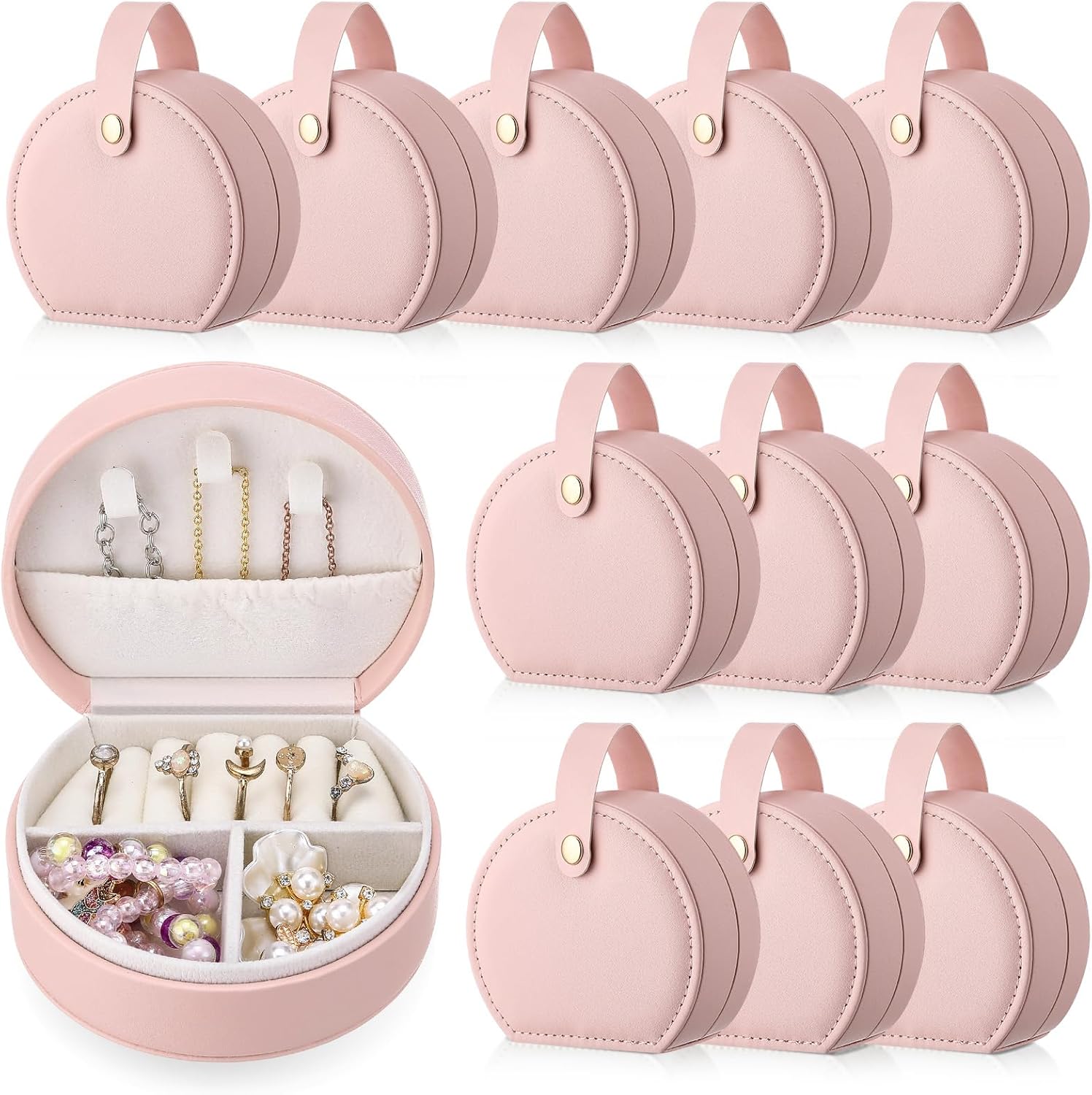 Weysat 12 Pack Travel Jewelry Case Mini Leather Gift Box Set