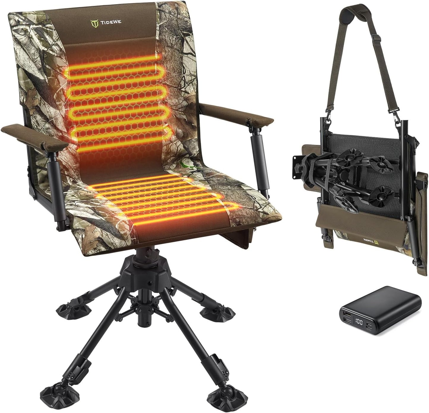 TIDEWE Heated Blind Chair with 360 Silent Swivel & 3 Heat Levels