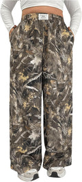 Women's Letter Leopard Print Straight Leg Pants - Y2K Elastic Waist