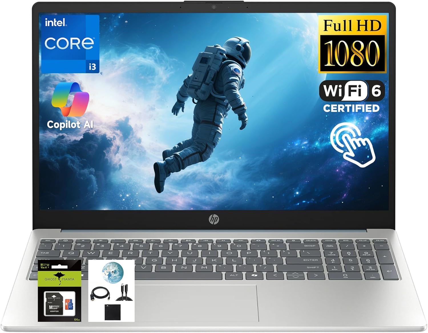 HP 15.6 FHD Touch Screen Laptop with 8-Core Intel i3 Processor