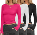 Womens 3 Pack Long Sleeve Thermal Tops - Fitted Base Layers