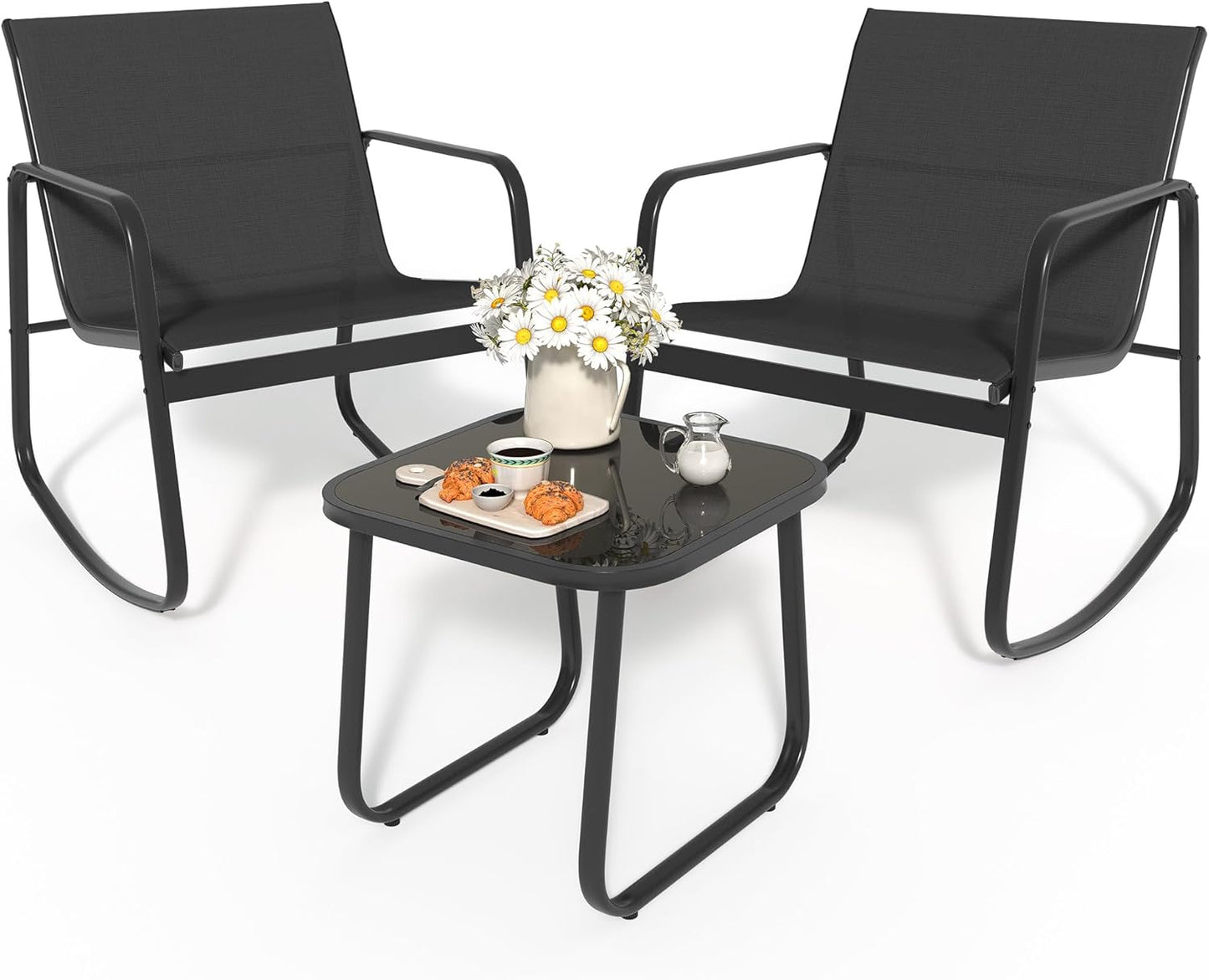 YITAHOME 3 Piece Patio Furniture Set with Rocking Chairs