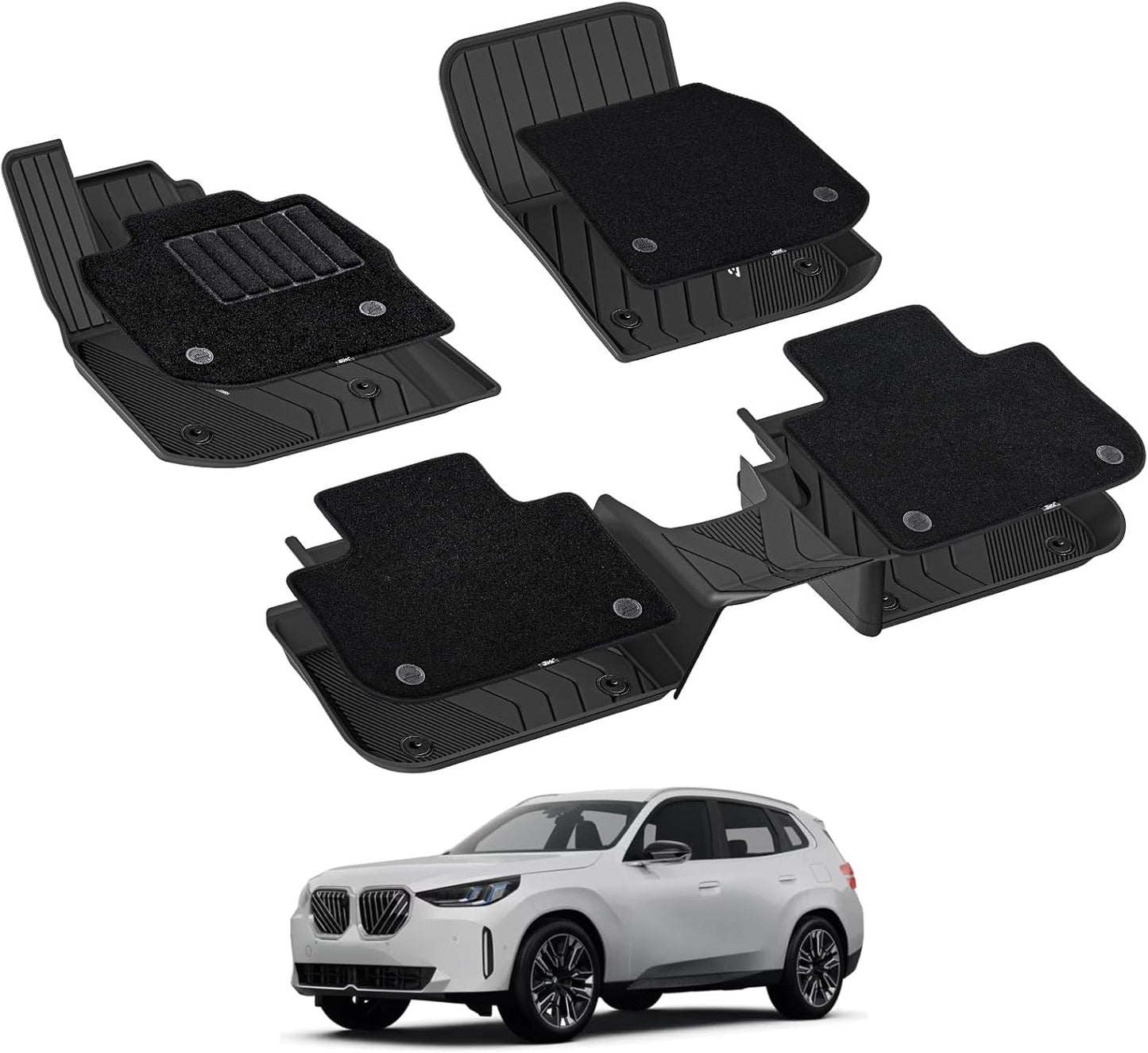 3W Floor Mats for BMW X3 2018-2024 - All-Weather Heavy Duty