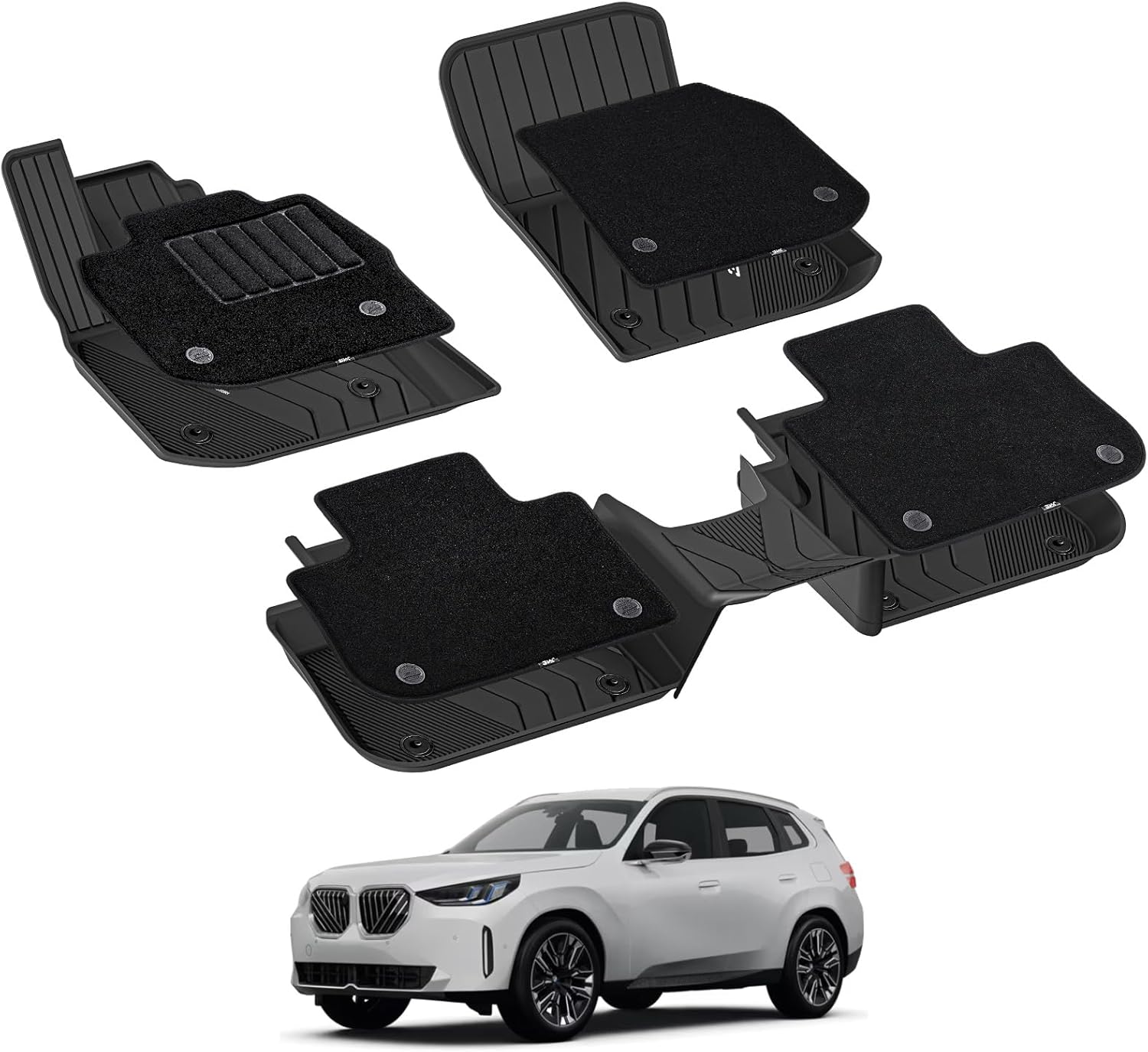 3W Floor Mats for BMW X3 2018-2024 - All-Weather Heavy Duty