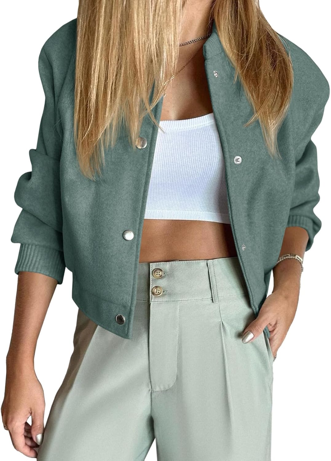 Womens Cropped Bomber Jacket for Stylish Winter Casual Wear