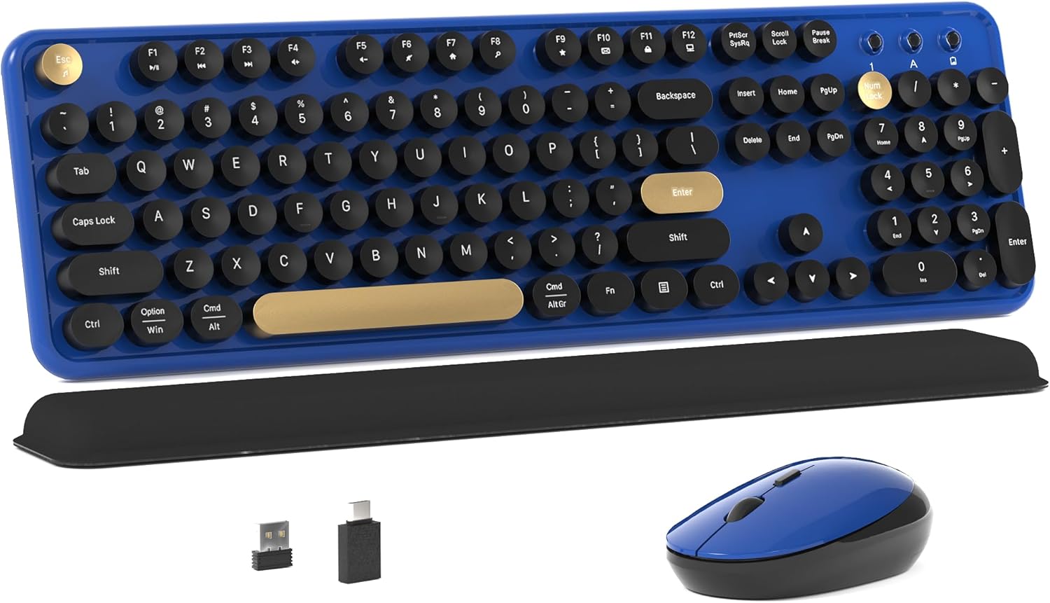 Colorful Wireless Computer Keyboard and Mouse Combo for Retro Style