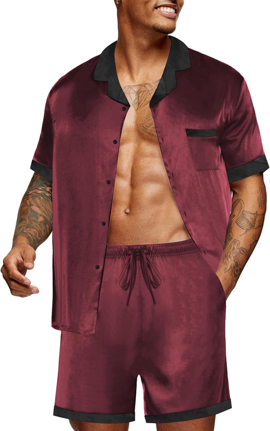 Ekouaer Men Satin Silk Pajamas Set for Ultimate Comfort