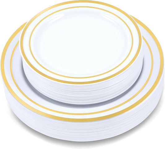 100-Piece Plastic Plates Set for Elegant Parties and Events