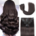 Clip in Hair Extensions 18in Dark Brown for Women - 100g Remy Human
