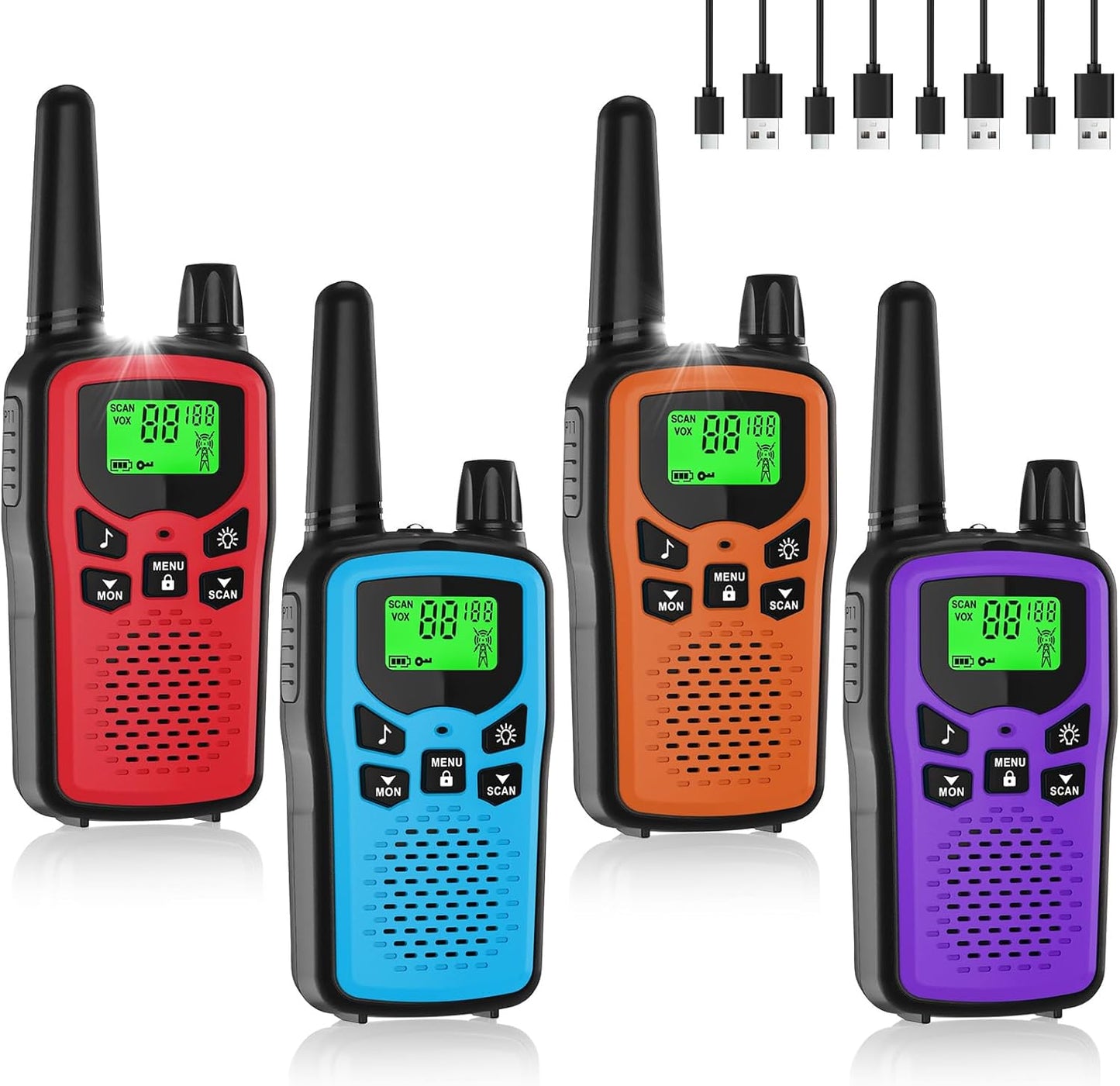 Rechargeable Walkie Talkies Long Range for Adults - 4 Pack