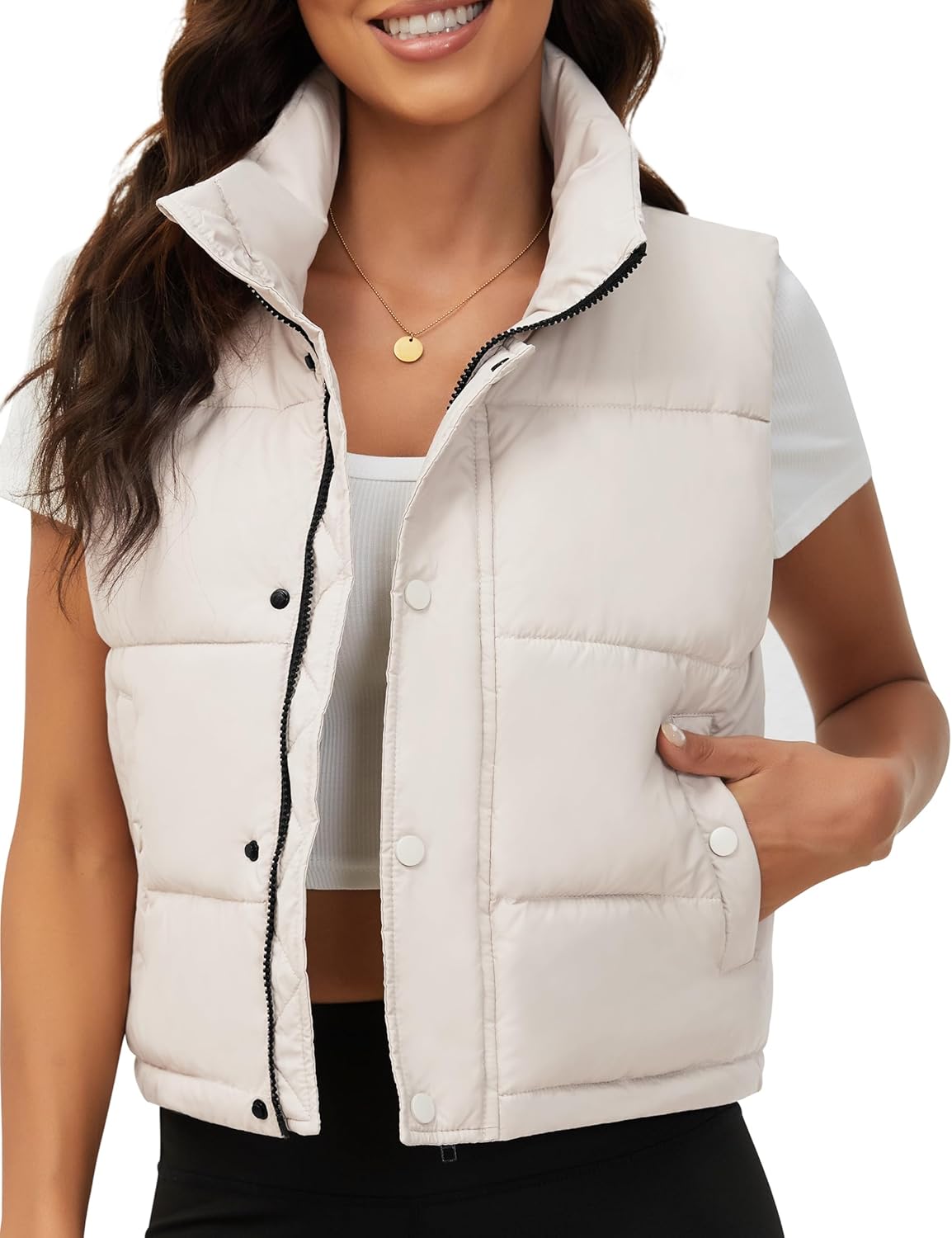 Fengbay Womens Puffer Vest: Trendy Lightweight Cropped Style