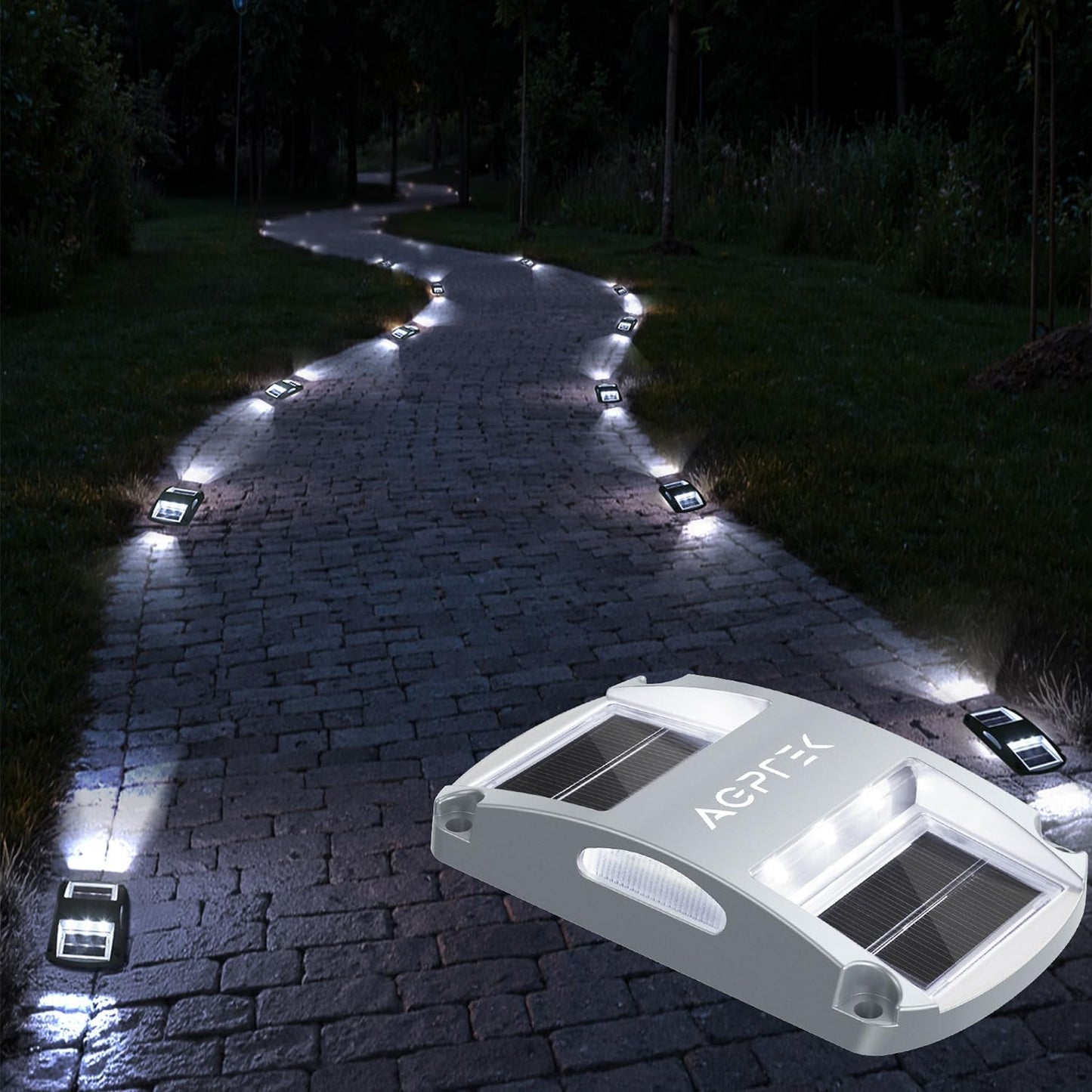 AGPTEK Solar Driveway Lights 20 Pack for Outdoor Pathway Use