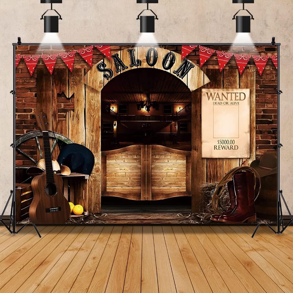 10x8ft Vintage West Saloon Backdrop for Western Party Decor