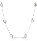 Platinum Plated Sterling Silver Station Necklace with Zirconia