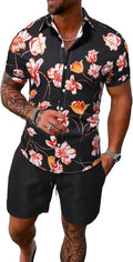 GORGLITTER Men's Vacation Beach 2-Piece Floral Shorts Set - Casual