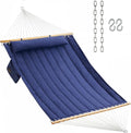 Double Quilted Fabric Hammock with Hardwood Spreader Bars - 2 Person
