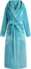 Women's Plush Soft Warm Fleece Bathrobe RH1591 - Hooded Cozy Robe