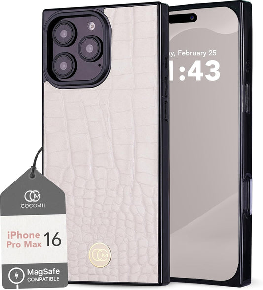 Crocodile Leather Rectangle Case for iPhone 16 Pro Max - Matte