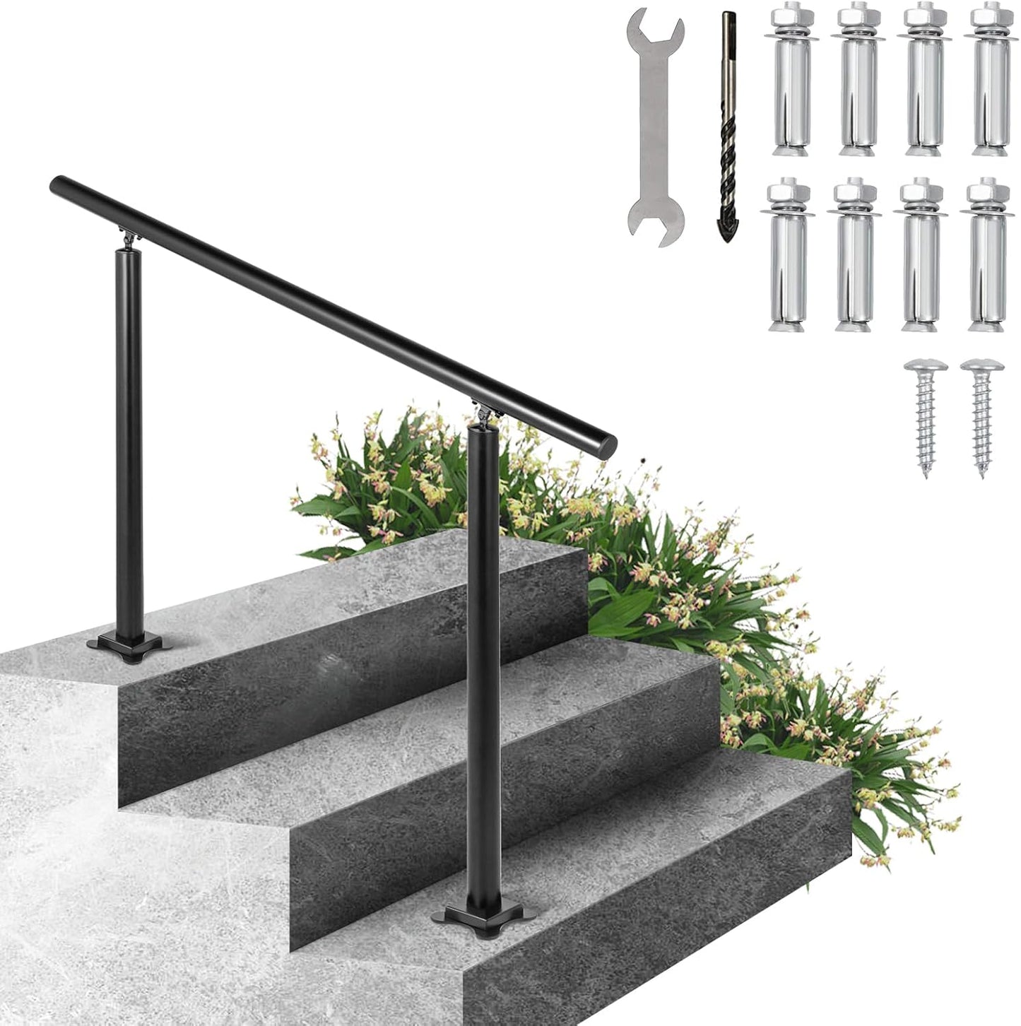 VEVOR Handrail for Outdoor Steps - Adjustable Aluminum Staircase