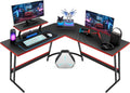Sturdy L-Shaped Gaming Desk with Monitor Riser - Black, 51 Inch