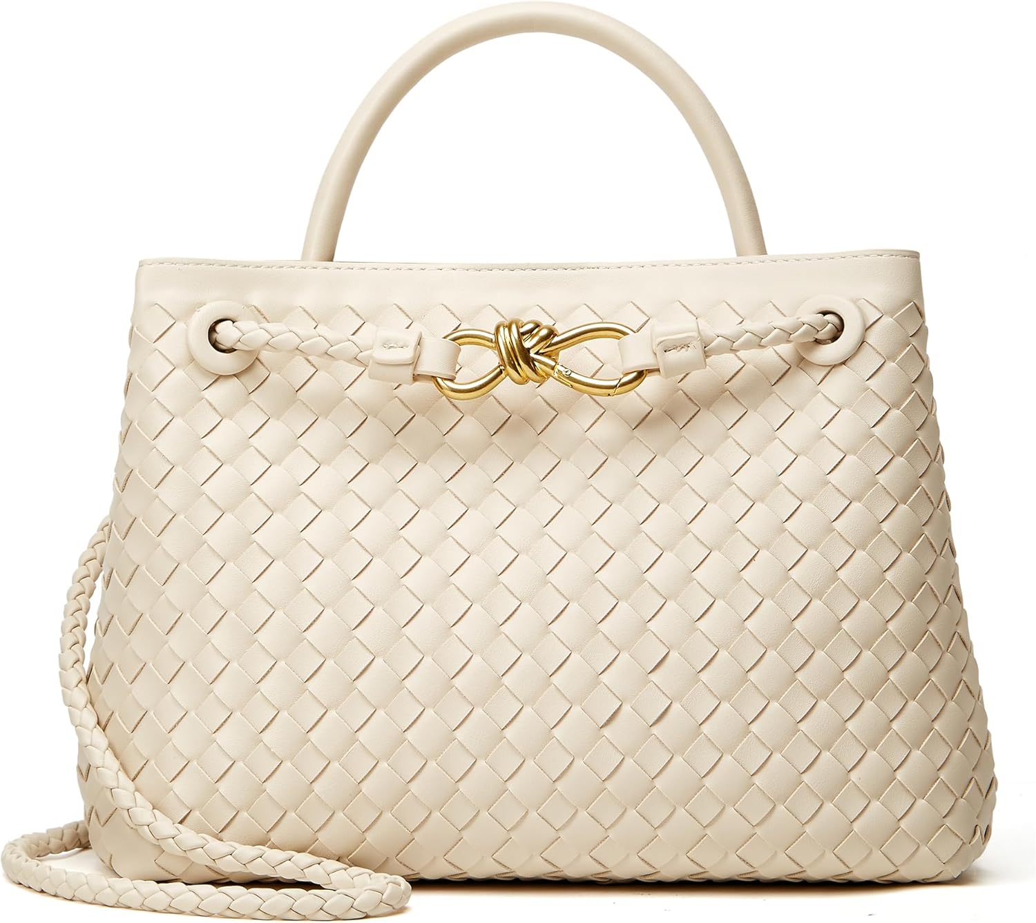 Woven Bag for Women Crossbody Handbag: Trendy Vegan Leather Tote