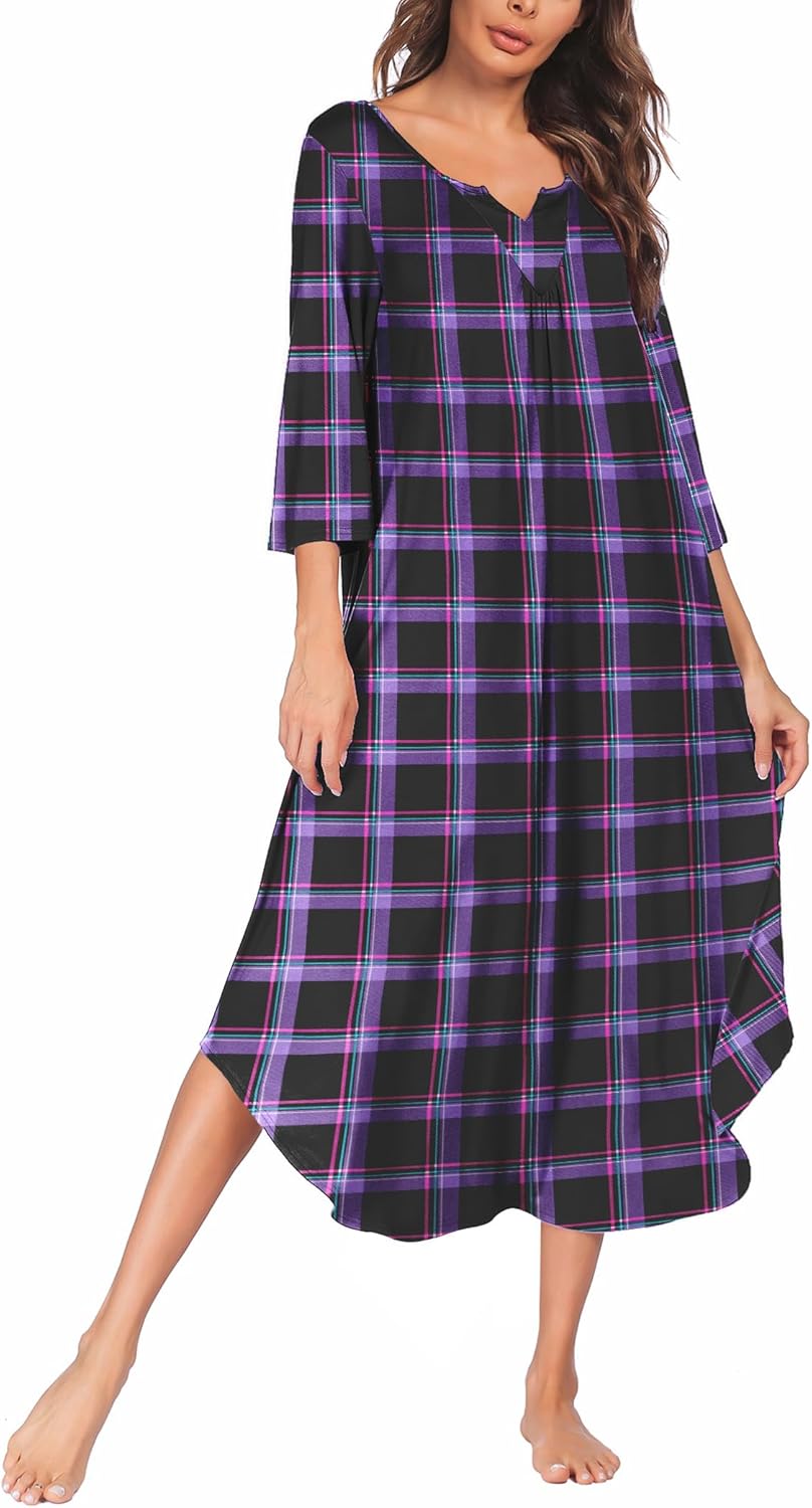 Ekouaer Long Nightgown for Women - Comfortable Maxi Sleep Dress