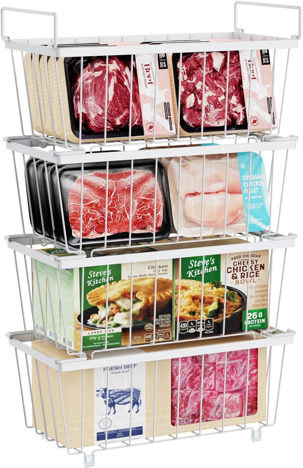 iSPECLE Freezer Organizer Bins - Stackable Storage Solution