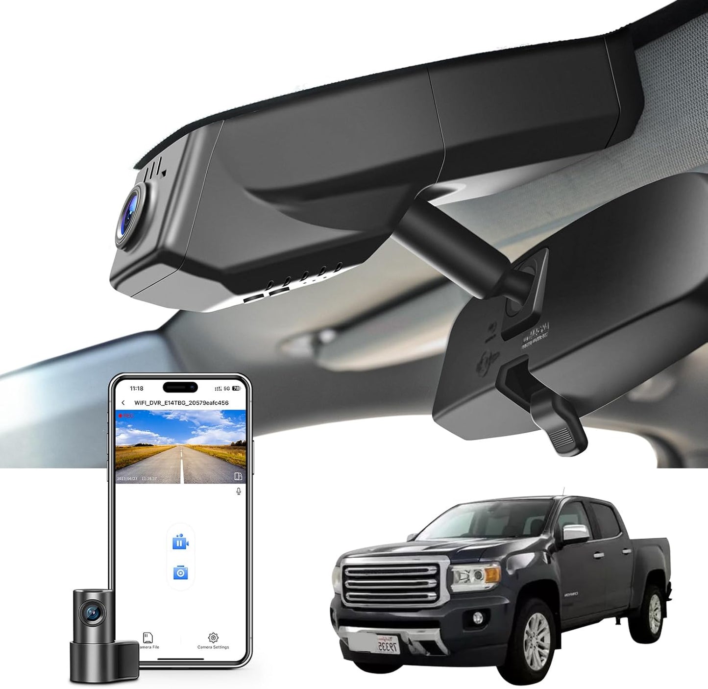 Front 4K & Rear 1080p Dash Cam for GMC Canyon 2015-2022