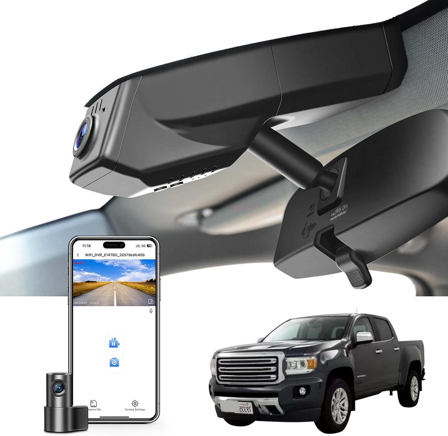 Front 4K & Rear 1080p Dash Cam for GMC Canyon 2015-2022