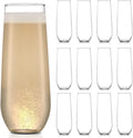 Stemless Champagne Flutes 8.5 Oz 12-Piece - Elegant, Space-Saving