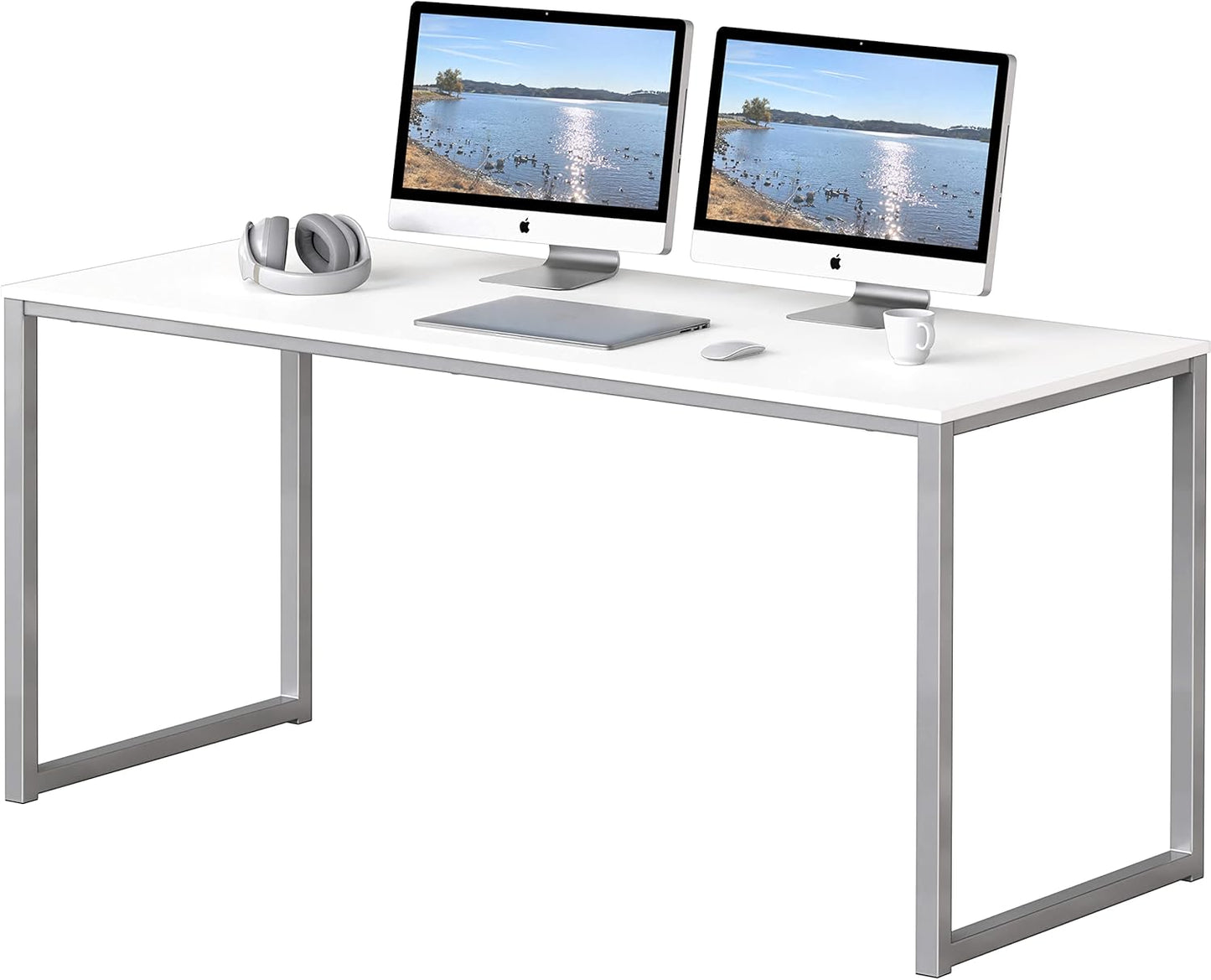 White 55-Inch Computer Desk for Efficient WFH Setup