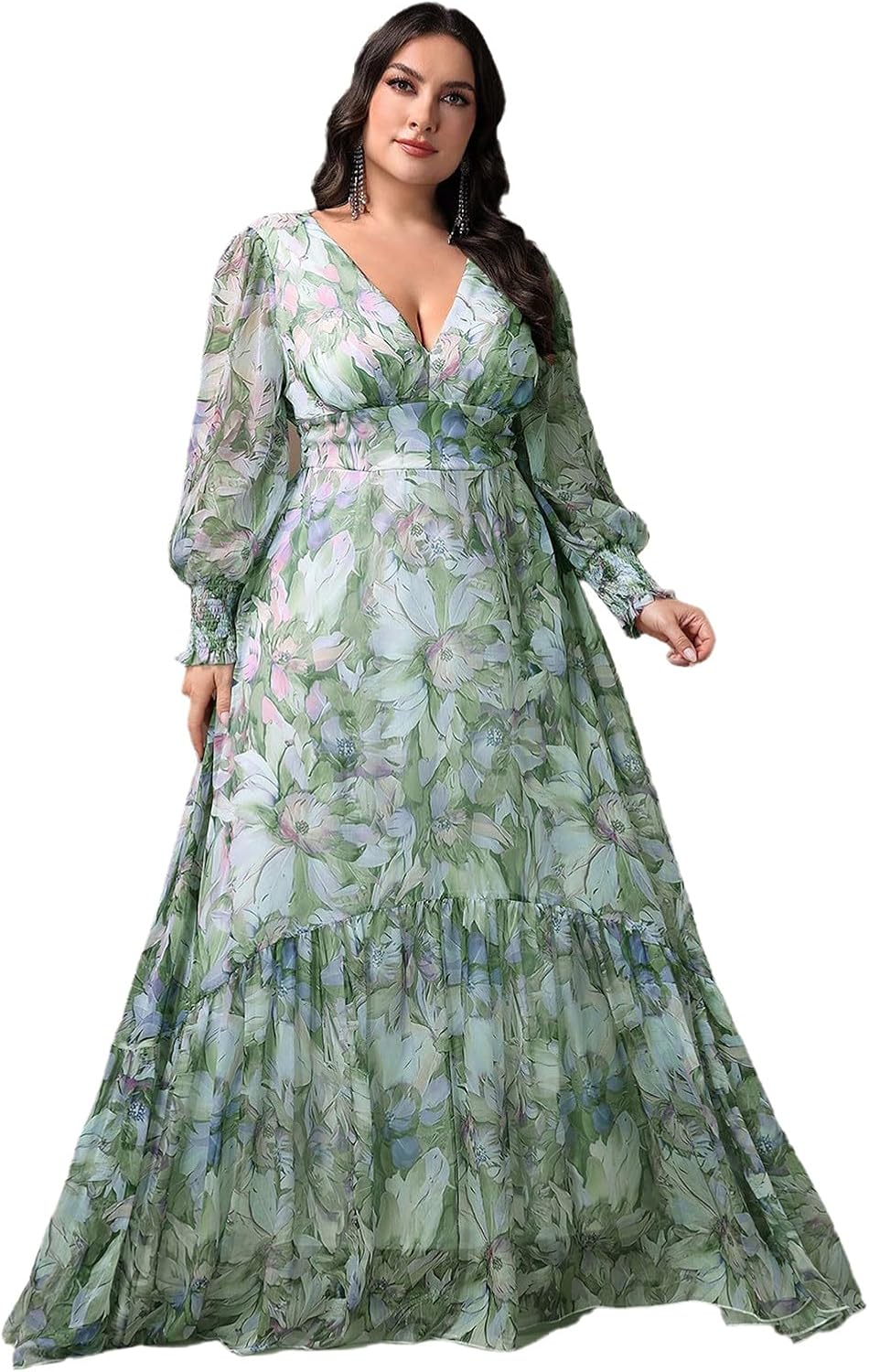 Spring Summer 2024 Plus Size Womens Dresses V Neck Casual Maxi