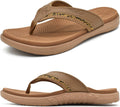 Mens Leather Flip Flops with Orthotic Arch Support - Size 7-15