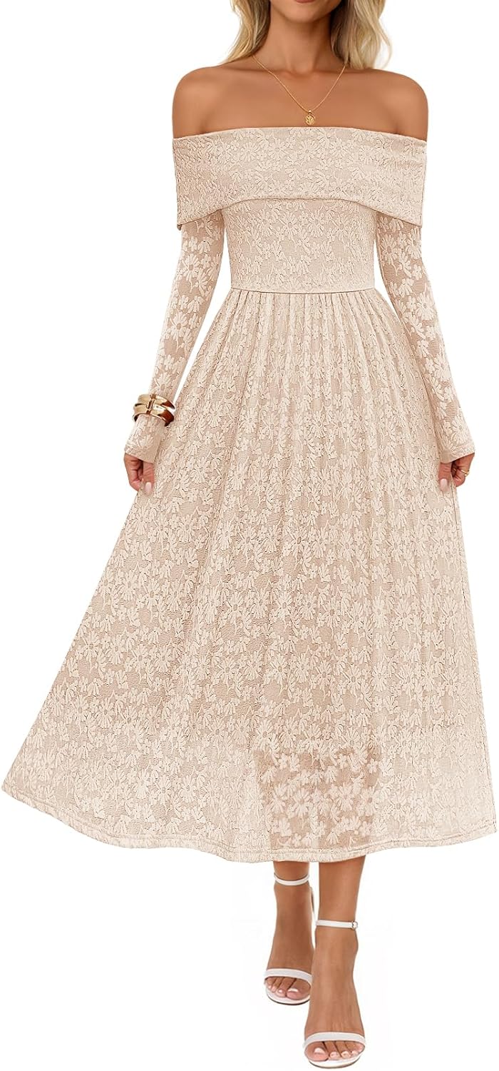 MEROKEETY Women's Floral Midi Dress for Fall Weddings and Parties