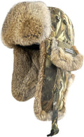 100% Real Rabbit Fur Trapper Hat for Men Women - Warm Winter Ushanka