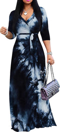PinkPatty Women's Plus Size Maxi Dress 3/4 Sleeves - Flowy Tie Dye