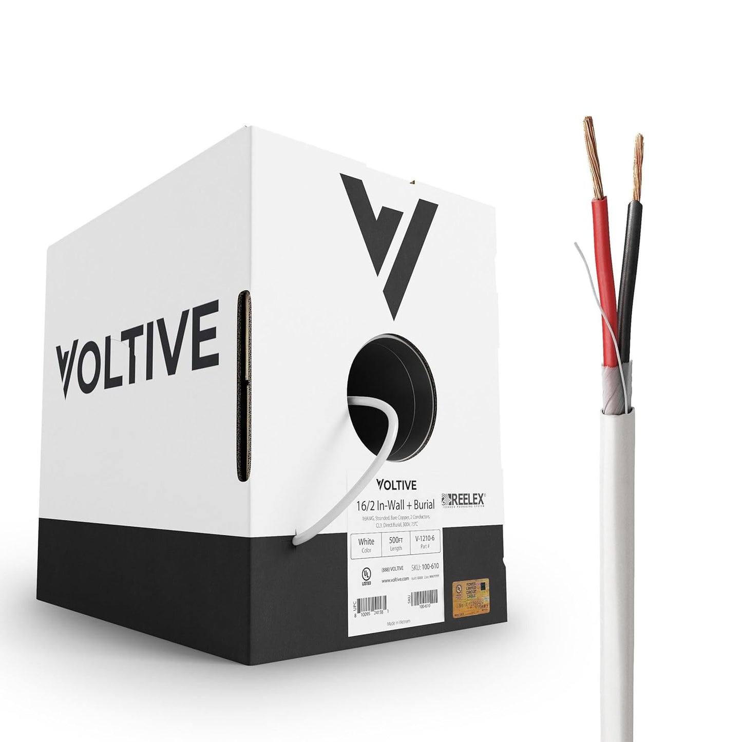 Voltive 16/2 Speaker Wire - Premium 16 AWG OFC Cable 500ft