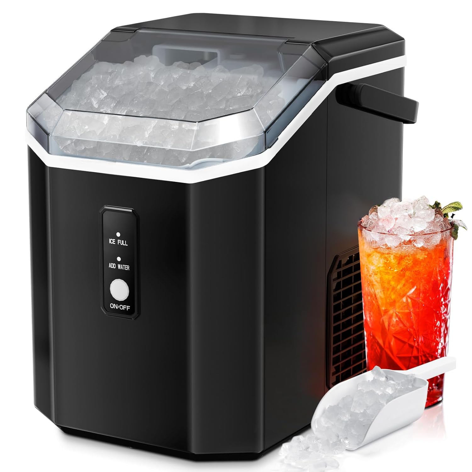 ZAFRO Nugget Ice Maker: 35Lbs/Day Chewable Ice, Self-Cleaning, Countertop