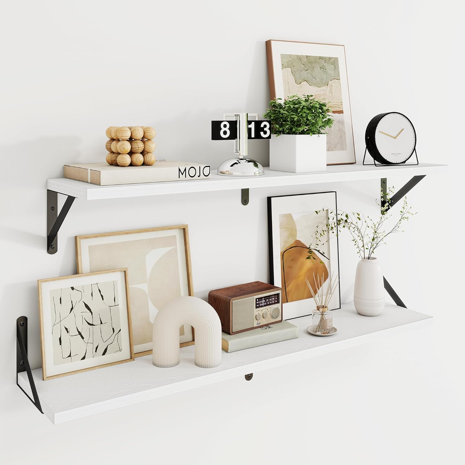White Floating Shelf Set of 2 for Versatile Home Decor