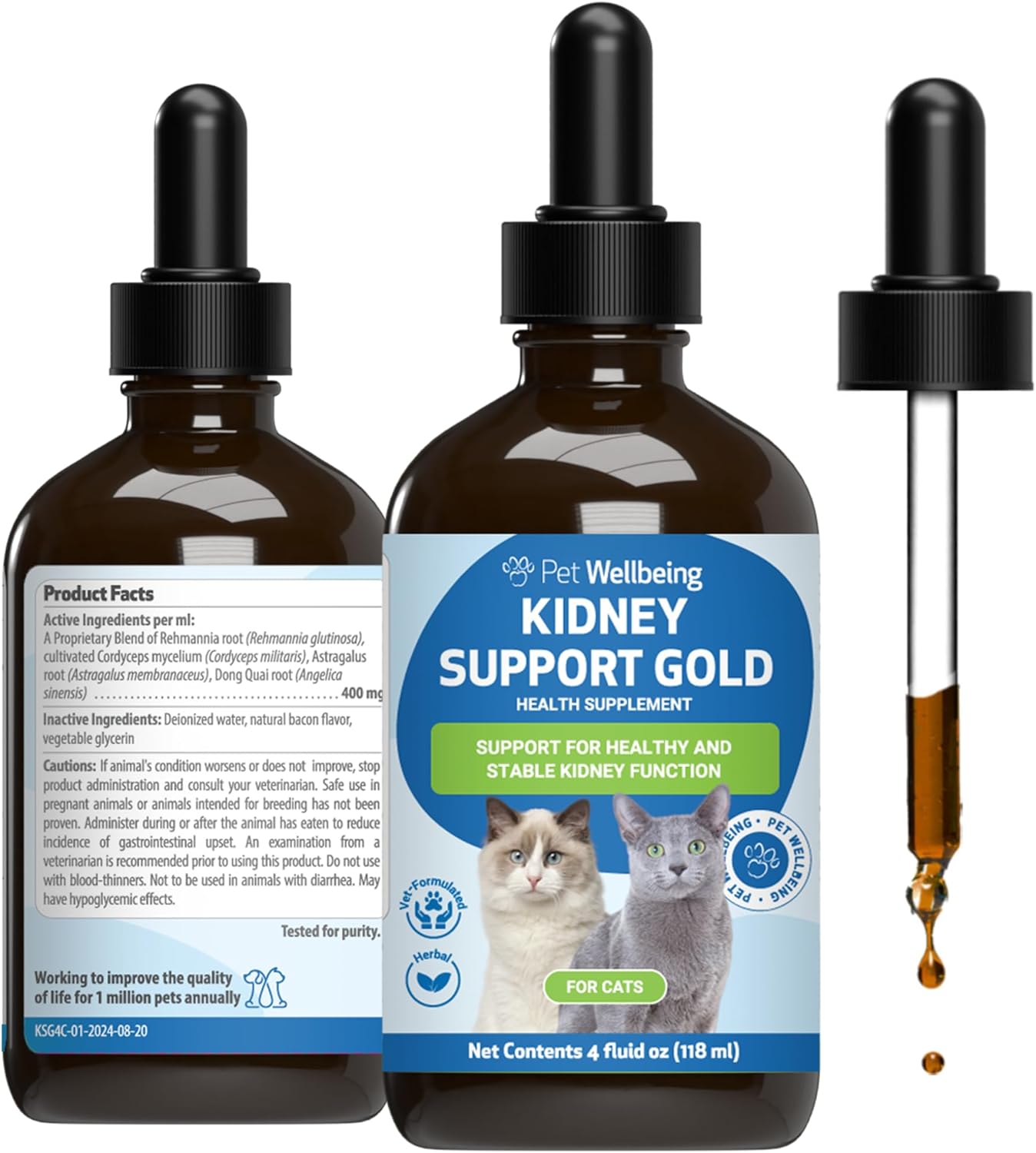 Pet Wellbeing Kidney Support Gold for Cats - Herbal Supplement